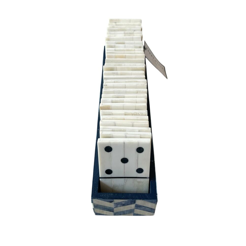 Perry Ellis x MELA ARTISANS 28pc Handcrafted Bone Inlay Domino Game Set NEW - Picture 6 of 16